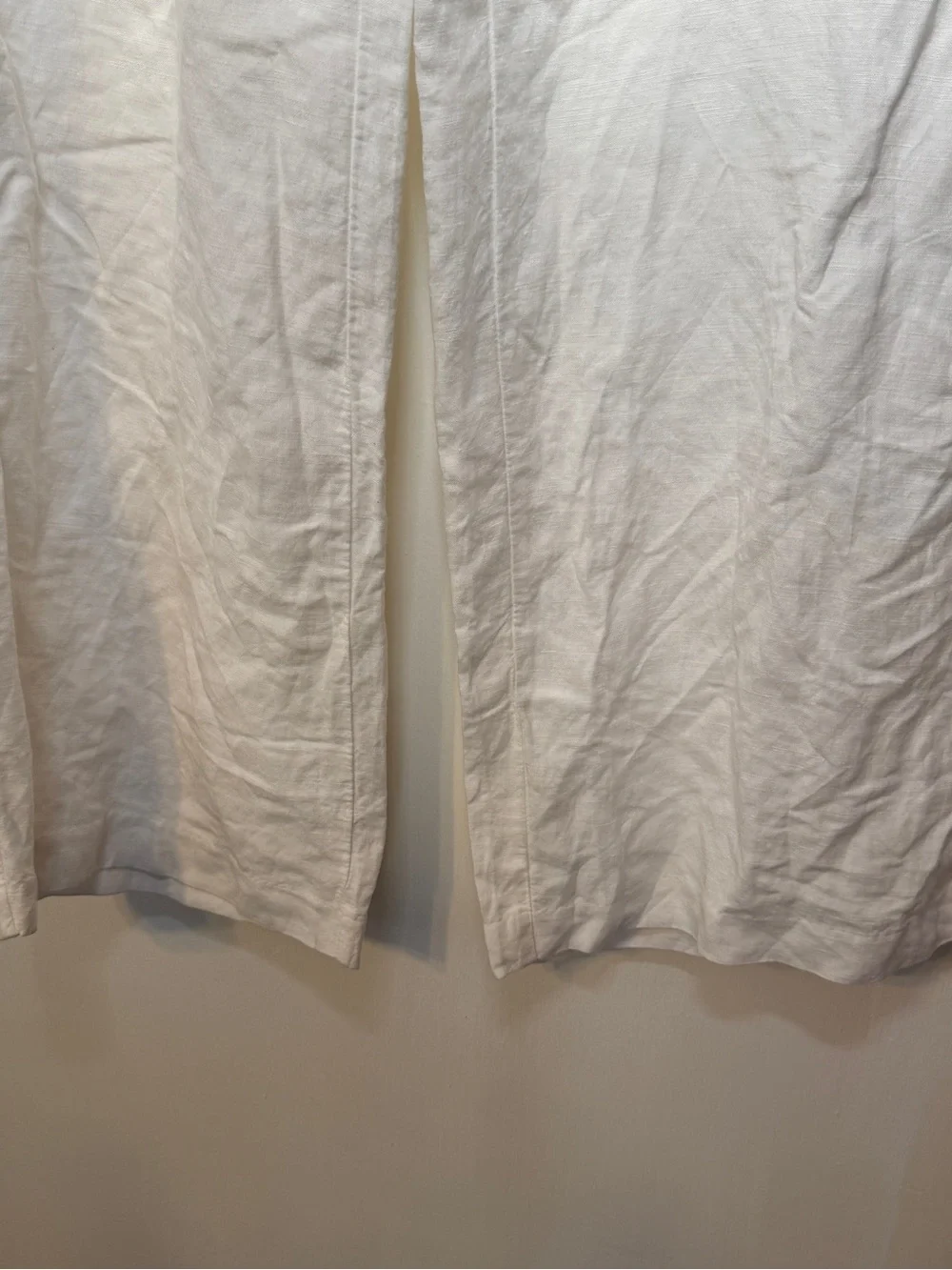 H&M Womens Sz 8 White Wide-Leg Linen Blend Pants Summer Classic